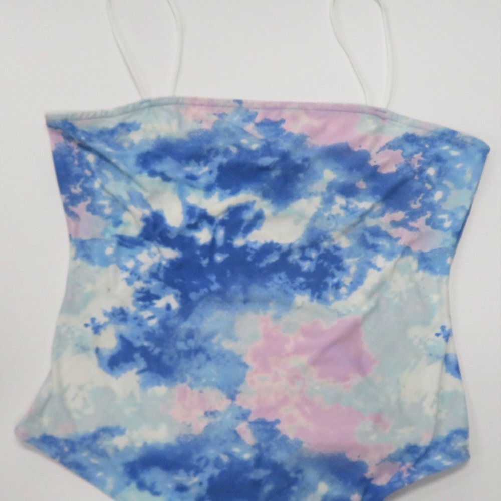 Style 5 Womens One Piece Swimsuit Multicolor‎ Blue Pink Tie Dye Stretch XL New